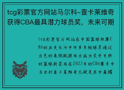 tcg彩票官方网站马尔科-查卡莱维奇获得CBA最具潜力球员奖，未来可期 - 副本